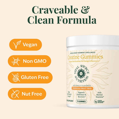 Pure Creatine Monohydrate Gummies for Daily Strength & Muscle Energy