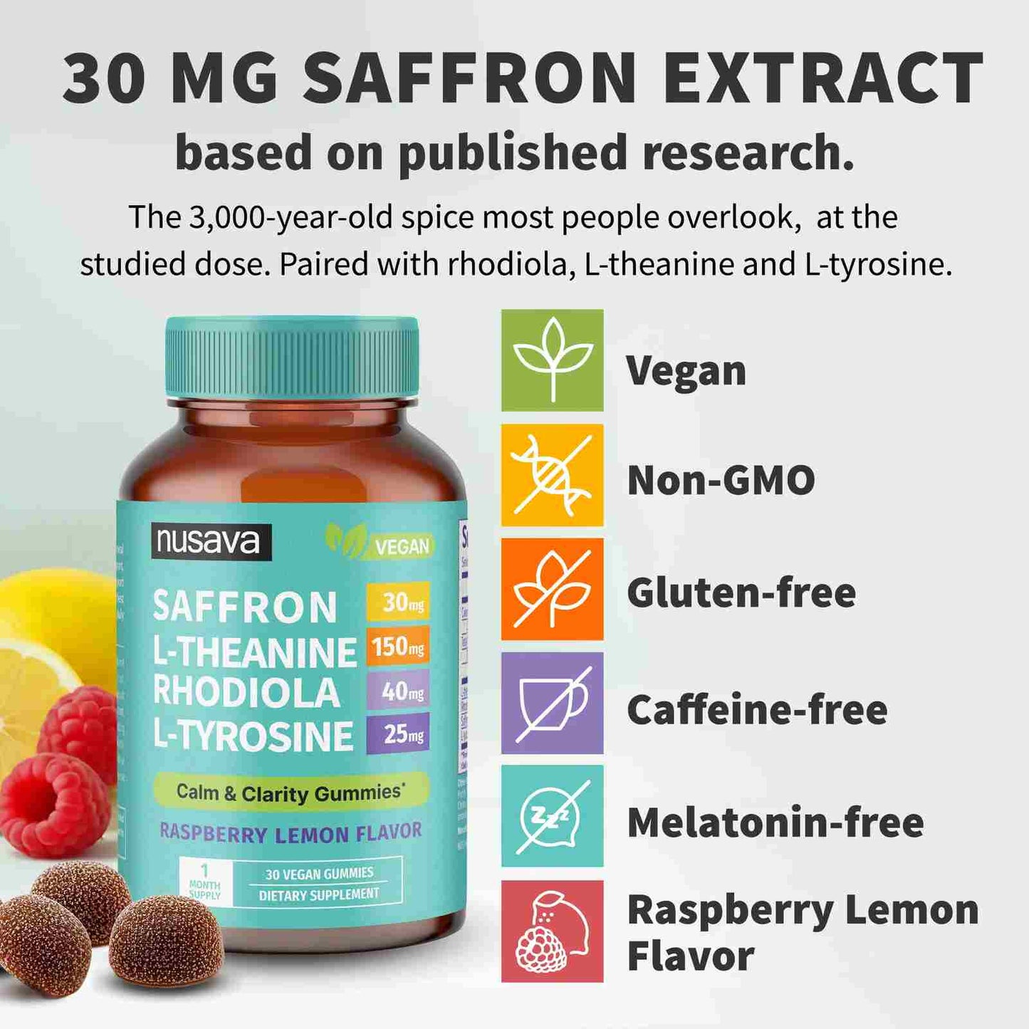 Boost Mood, Calm Stress & Enhance Focus with Premium Organic Saffron Gummies