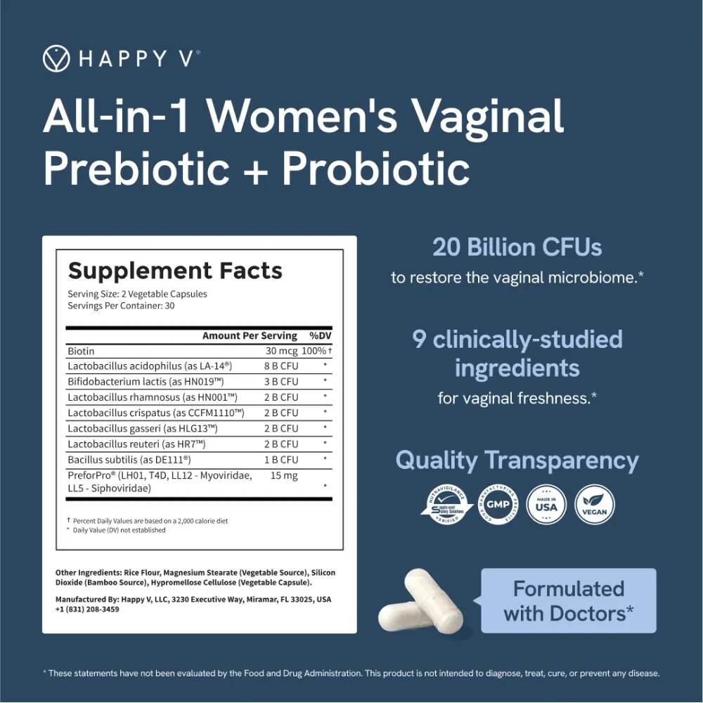 Clinically Proven Women's Prebiotic & Probiotic for Vaginal Health