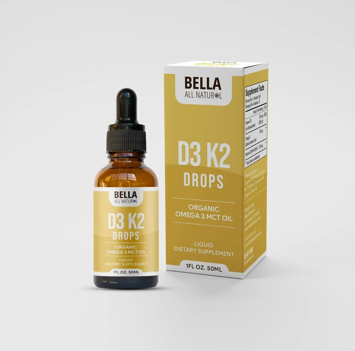 Organic Vitamin D3 K2 Liquid Drops with Omega-3 & MCT Oil