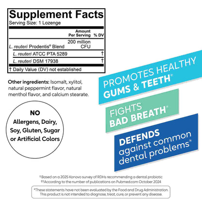 Clinically Proven Oral Probiotic Lozenges for Fresh Breath & Healthy Teeth & Gums
