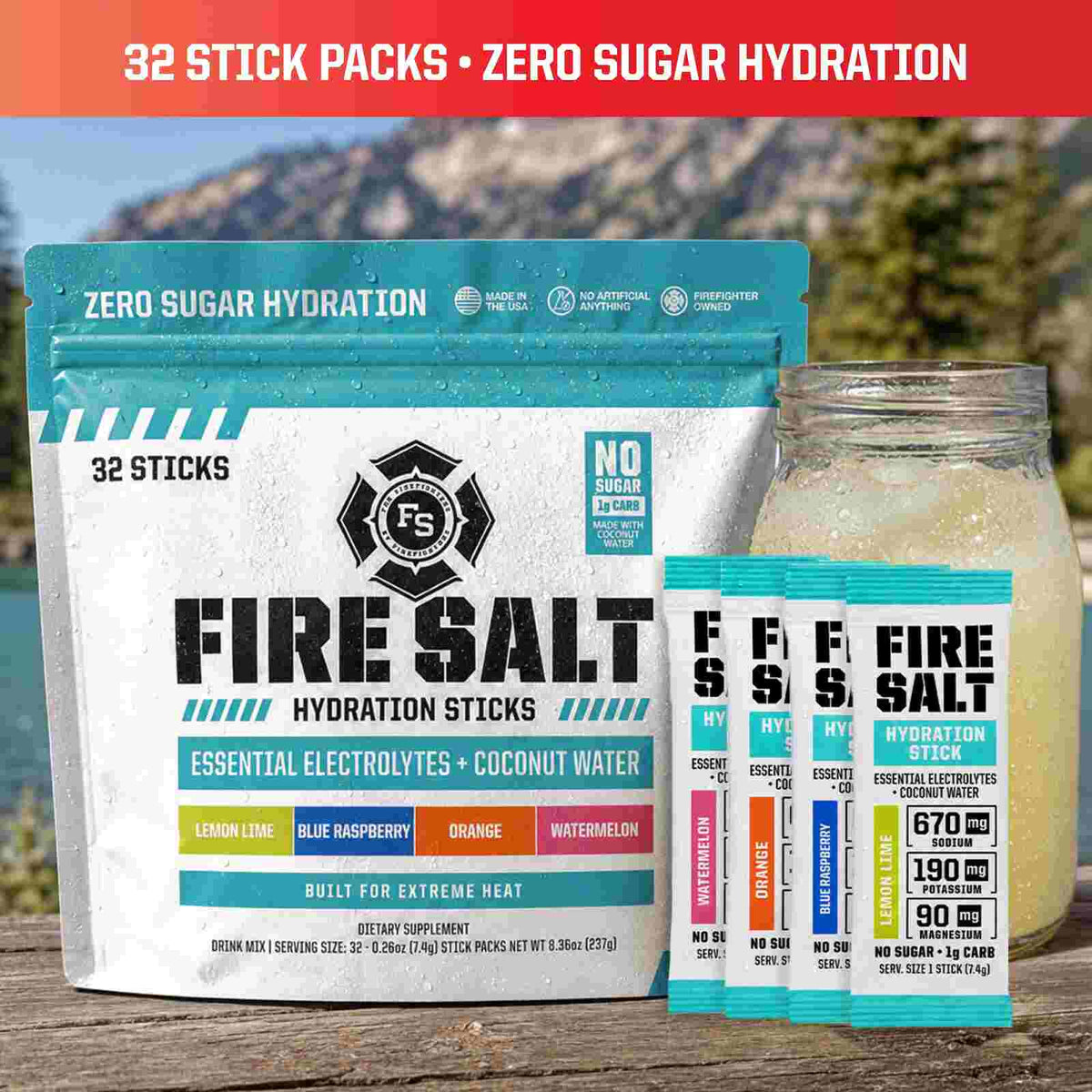 Fire Salt Zero Sugar Electrolyte Powder Packets