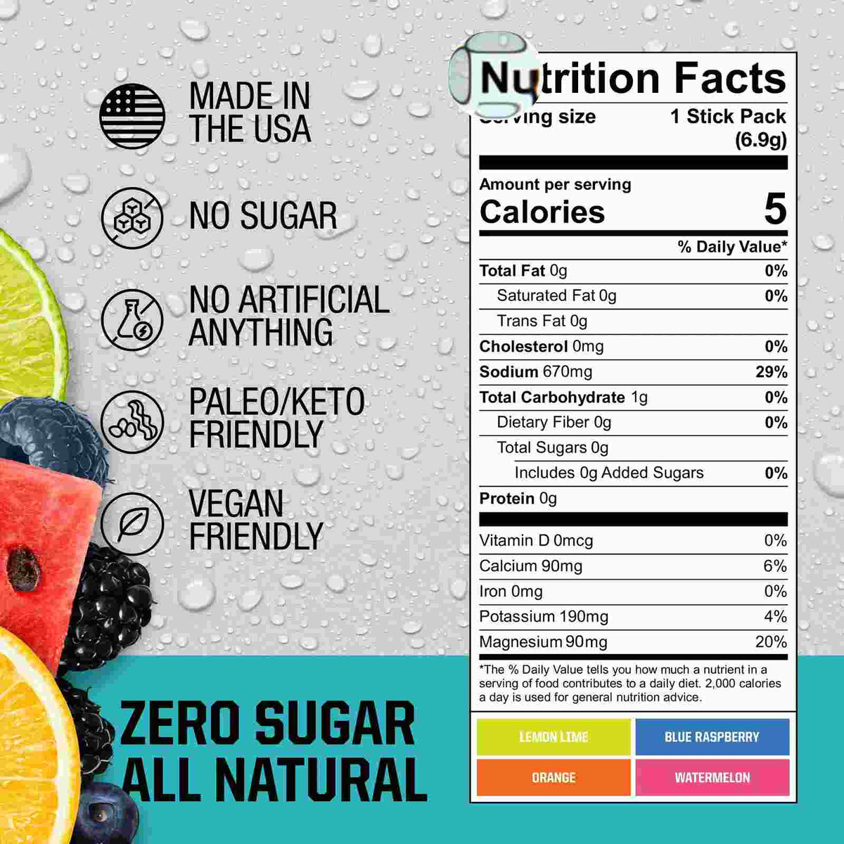 Fire Salt Zero Sugar Electrolyte Powder Packets