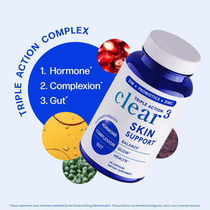 Clear Skin & Acne Support Capsules with Probiotics, DIM & Zinc