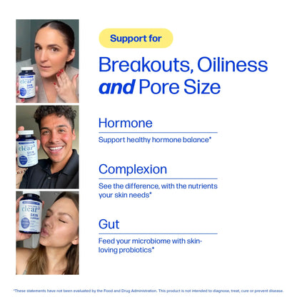 Clear Skin & Acne Support Capsules with Probiotics, DIM & Zinc