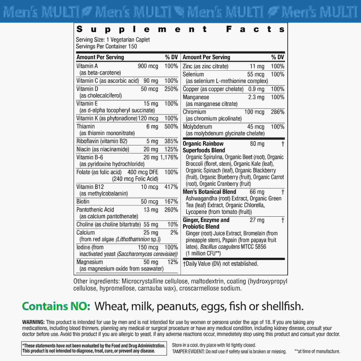High-Potency Men's Daily Multivitamin & Adaptogen Caplets