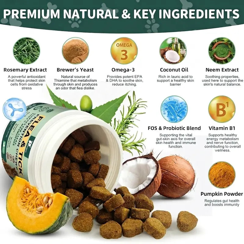 150ct-Petrivium Dog Flea & Tick Support Soft Chews
