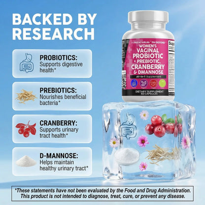 Comprehensive Feminine Care: Daily Probiotics, Prebiotics, Cranberry & D-Mannose