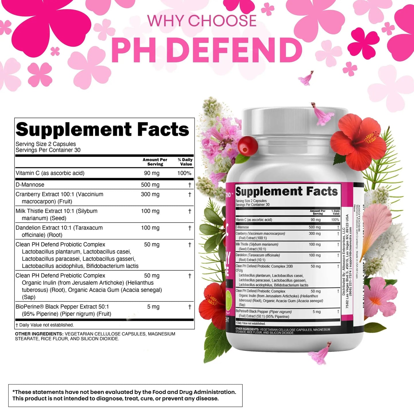 Comprehensive Feminine Care: Daily Probiotics, Prebiotics, Cranberry & D-Mannose