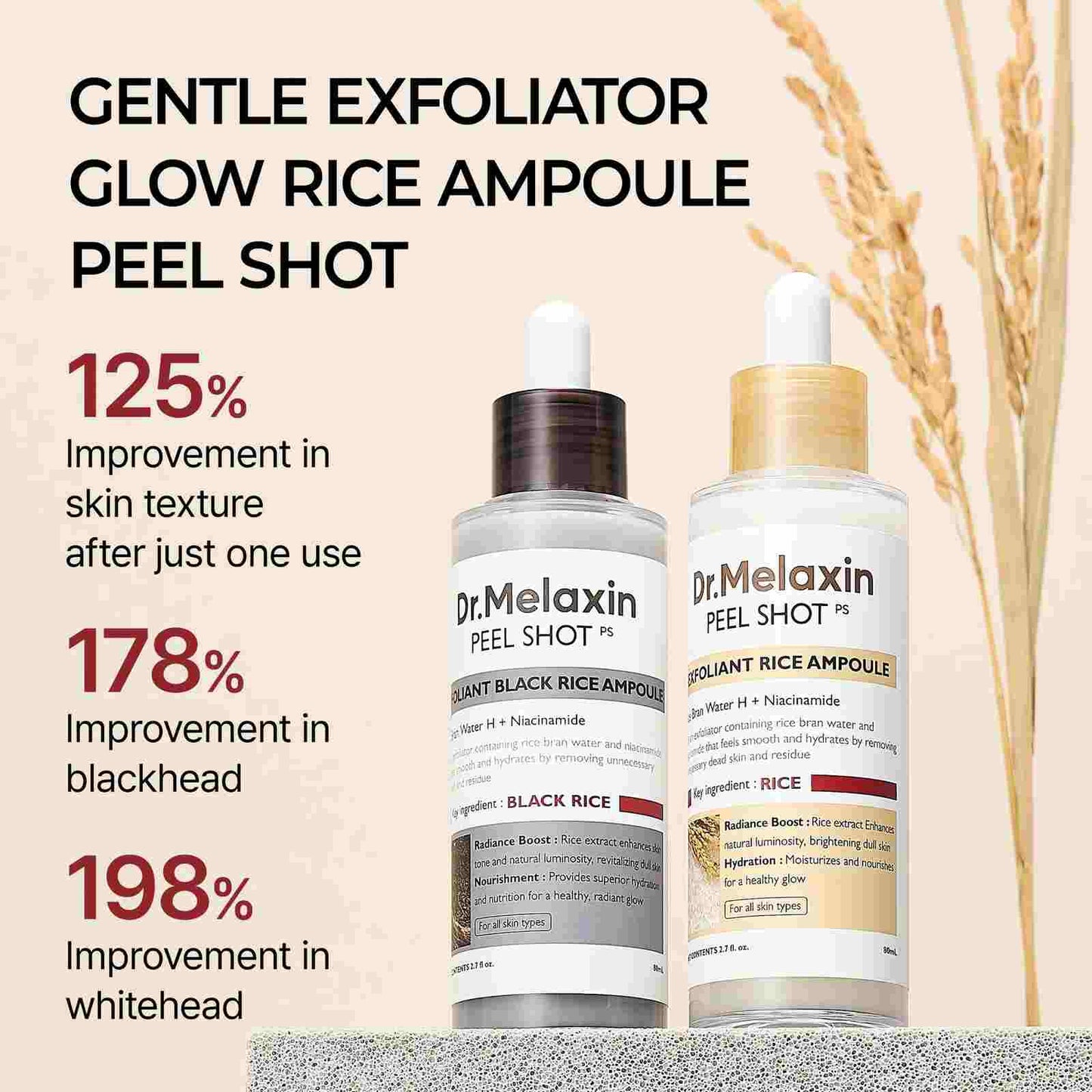 Gentle Rice Peeling Ampoule for Instant Pore-Tightening & Blackhead Removal