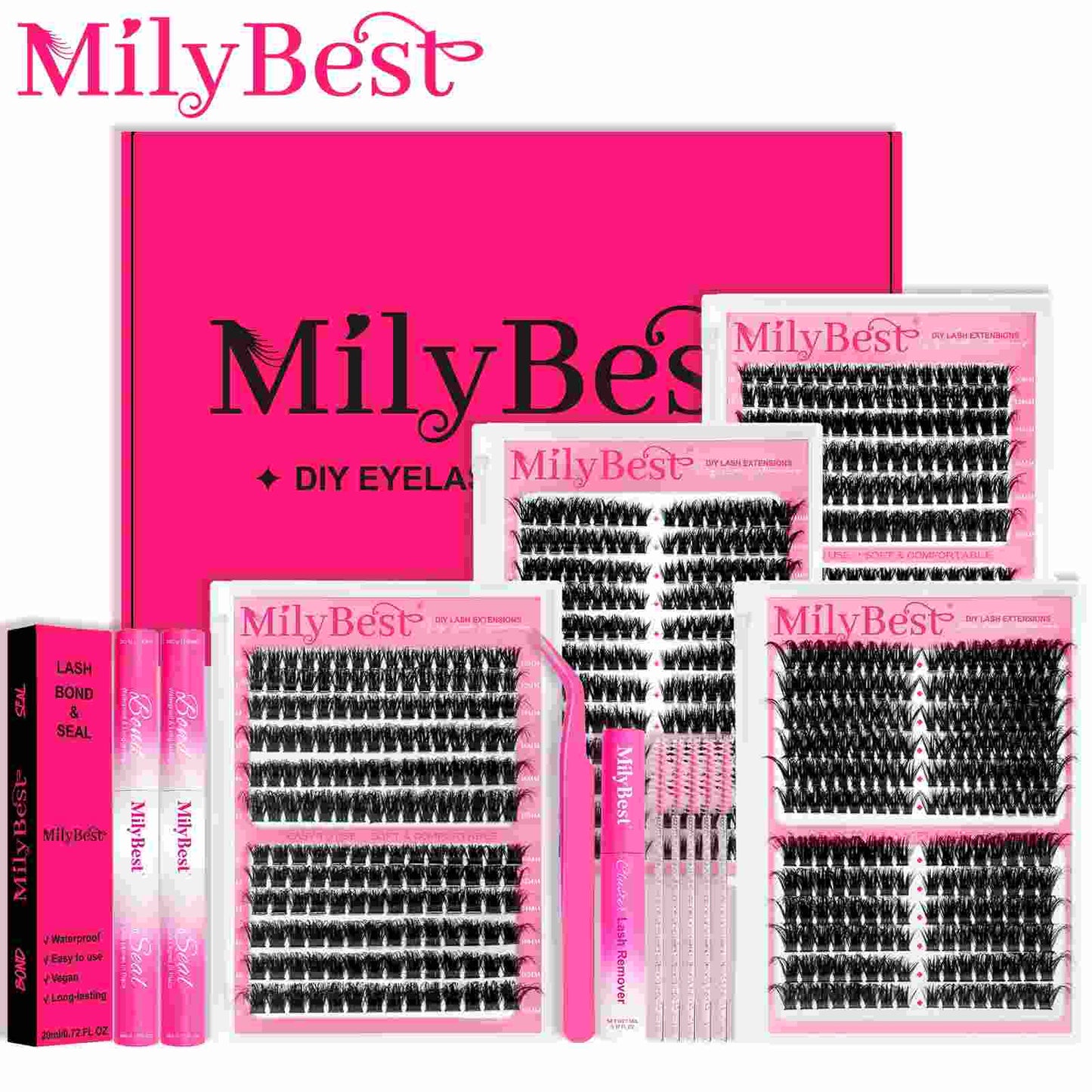 DIY Lash Clusters Kit – 864 Pcs D Curl Wispy Individual Eyelashes