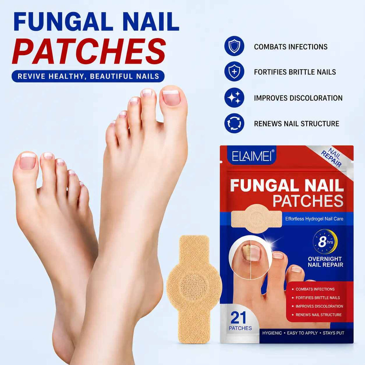 [BUY 1 GET 1 FREE] Overnight Strength Nail Health Care Patches – Extra Strength Toenail Repair Solution