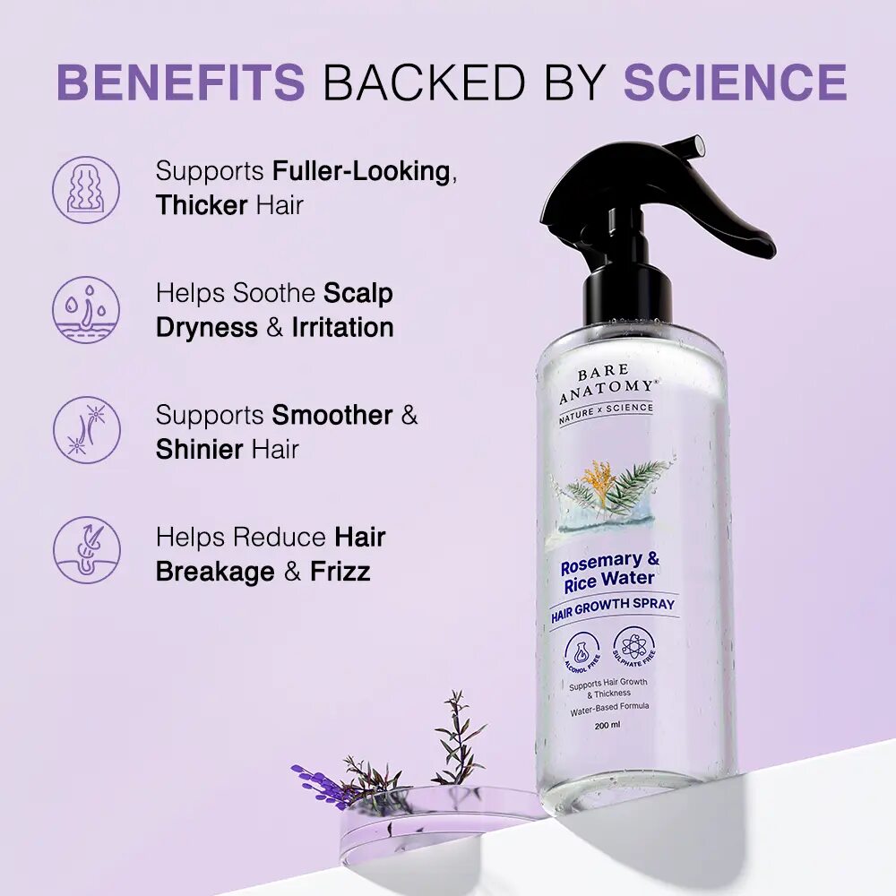 [BUY 1 GET 1 FREE] Natural Rosemary & Rice Water Hair Growth Density Spray