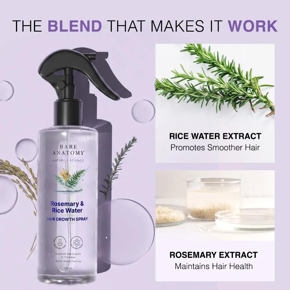 [BUY 1 GET 1 FREE] Natural Rosemary & Rice Water Hair Growth Density Spray