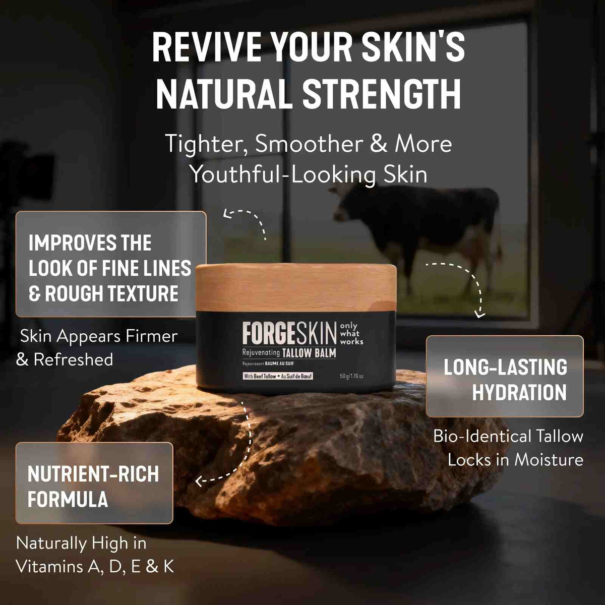 Natural Anti-Aging Beef Tallow & Honey Men's Face Balm