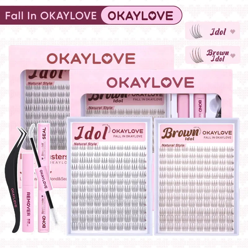 Idol Black| Brown Idol Lash Clusters Kit | D Curl Lash Extension Kit