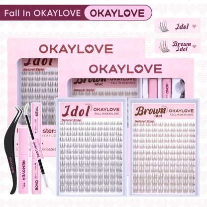 Idol Black| Brown Idol Lash Clusters Kit | D Curl Lash Extension Kit