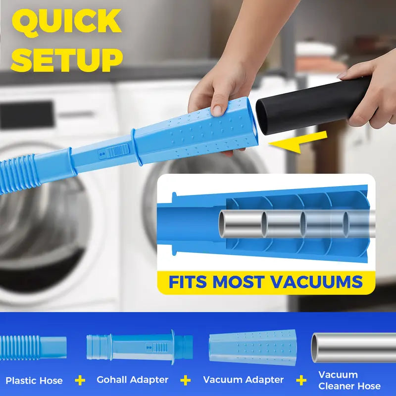 Universal Dryer Vent Cleaner Kit - 2-Piece Vacuum Hose Attachment & Flexible Lint Brush