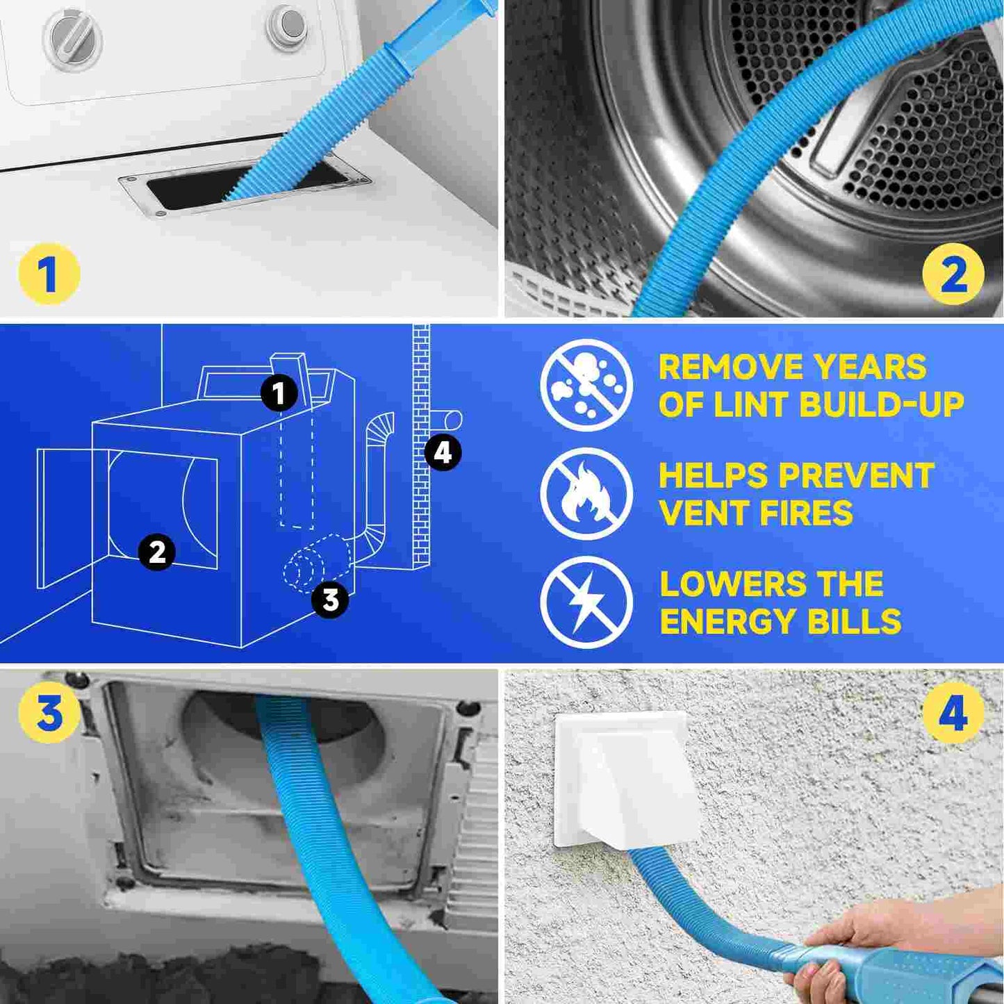 Universal Dryer Vent Cleaner Hose & Vacuum Attachment
