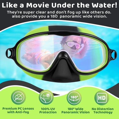 Kids Anti-Fog Swim Goggles with Soft Leakproof Nose Cover