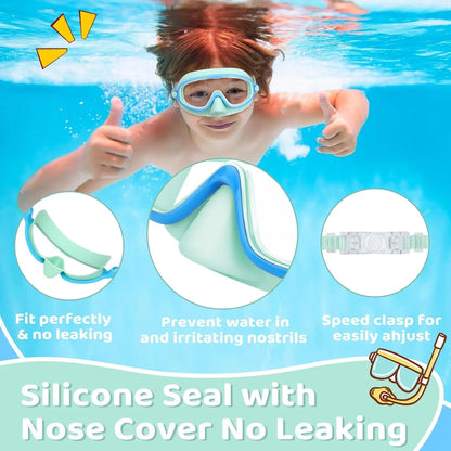 Kids Anti-Fog Swim Goggles with Soft Leakproof Nose Cover