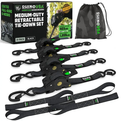 Heavy-Duty Auto-Retractable Ratchet Tie-Down Straps