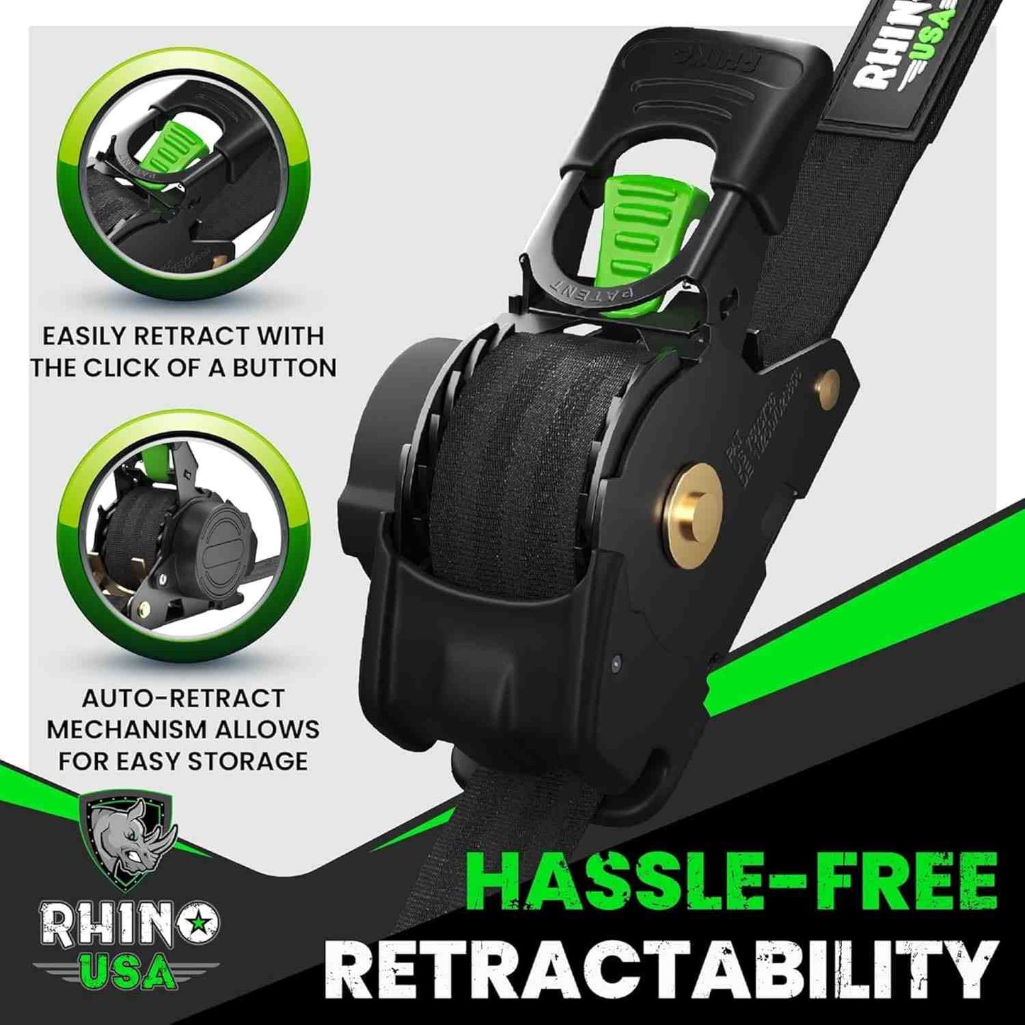 Heavy-Duty Auto-Retractable Ratchet Tie-Down Straps