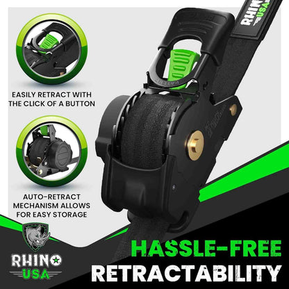 Heavy-Duty Auto-Retractable Ratchet Tie-Down Straps