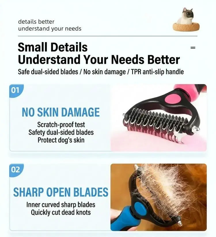 Remove Mats & Loose Hair with the Dual-Sided Pet Grooming Brush