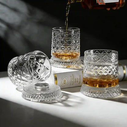 360° Spinning Crystal Whiskey Glass — Elevate Your Tasting Experience
