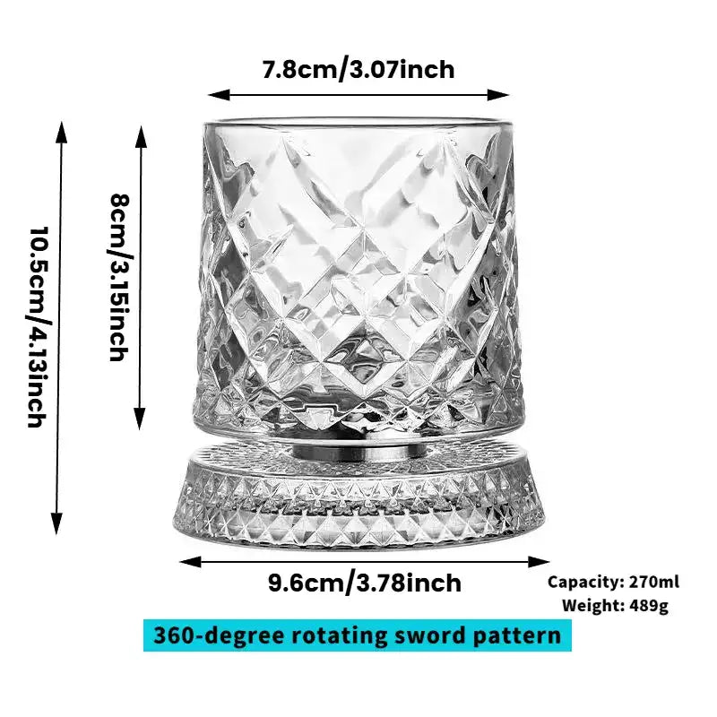 360° Spinning Crystal Whiskey Glass — Elevate Your Tasting Experience
