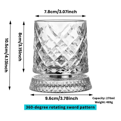 360° Spinning Crystal Whiskey Glass — Elevate Your Tasting Experience
