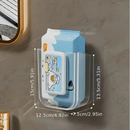 Clear Wall-Mounted Tissue and Wet Wipe Holders, Two-Piece Set