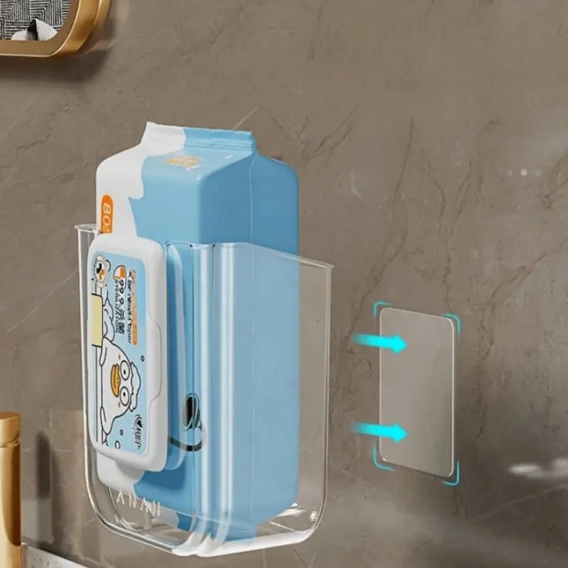 Clear Wall-Mounted Tissue and Wet Wipe Holders, Two-Piece Set