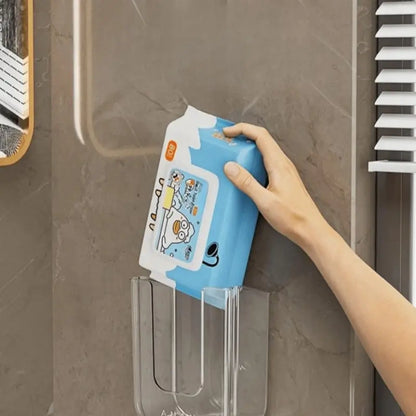 Clear Wall-Mounted Tissue and Wet Wipe Holders, Two-Piece Set