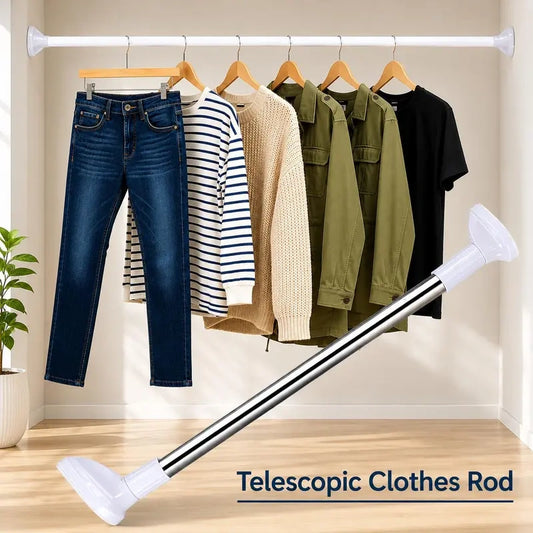 Adjustable No-Drill Wardrobe Rods, Buy One Get One Set