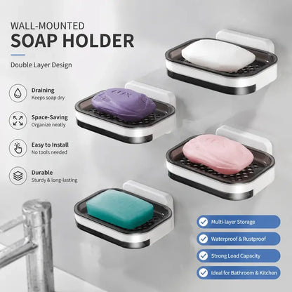Double-Layer Wall-Mounted Soap Holders, Buy One Get One Set