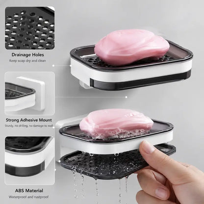 Double-Layer Wall-Mounted Soap Holders, Buy One Get One Set