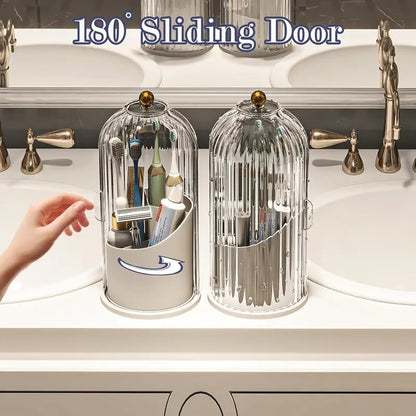 Covered Freestanding Toothbrush Holders, White Two-Pack