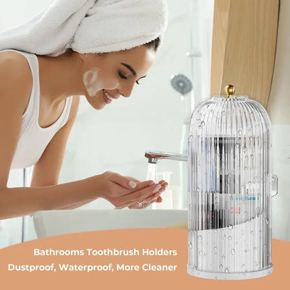 Covered Freestanding Toothbrush Holders, White Two-Pack