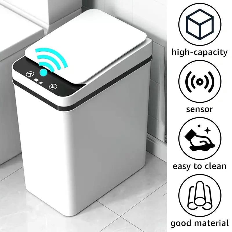 Slim Motion-Sensor Bathroom Trash Can