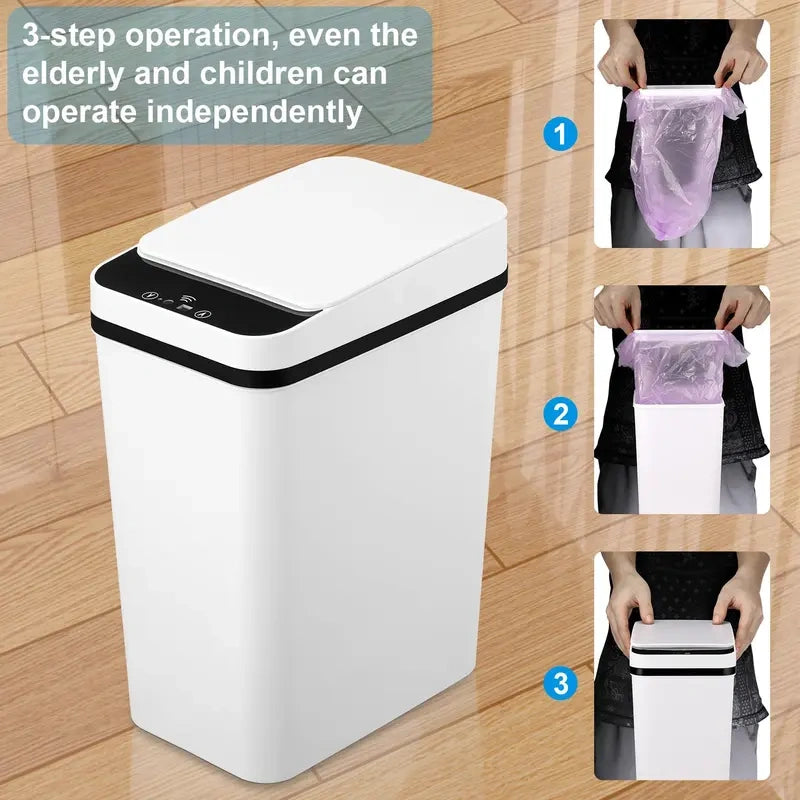 Slim Motion-Sensor Bathroom Trash Can