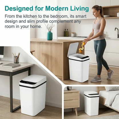 Slim Motion-Sensor Bathroom Trash Can