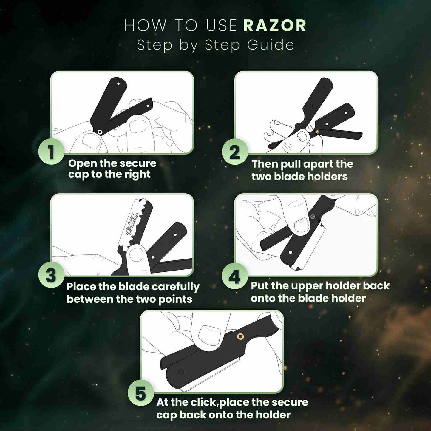 Professional Barber Straight Razor Shaving Kit with 100 Safety Blades