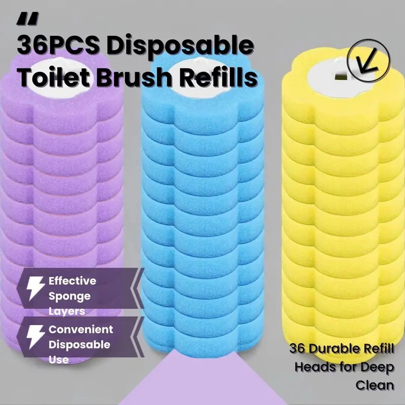 36-Piece Assorted Disposable Toilet Brush Refill Pack