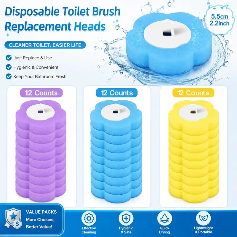 36-Piece Assorted Disposable Toilet Brush Refill Pack