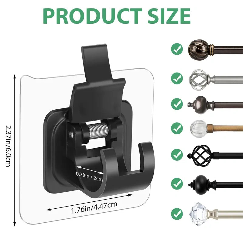 Eight-Piece Self-Adhesive Curtain Rod Bracket Pack