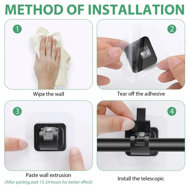 Eight-Piece Self-Adhesive Curtain Rod Bracket Pack