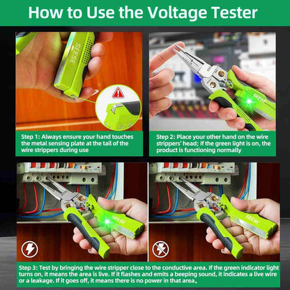8-in-1 Wire Stripper & Built-In Non-Contact Voltage Tester Pliers