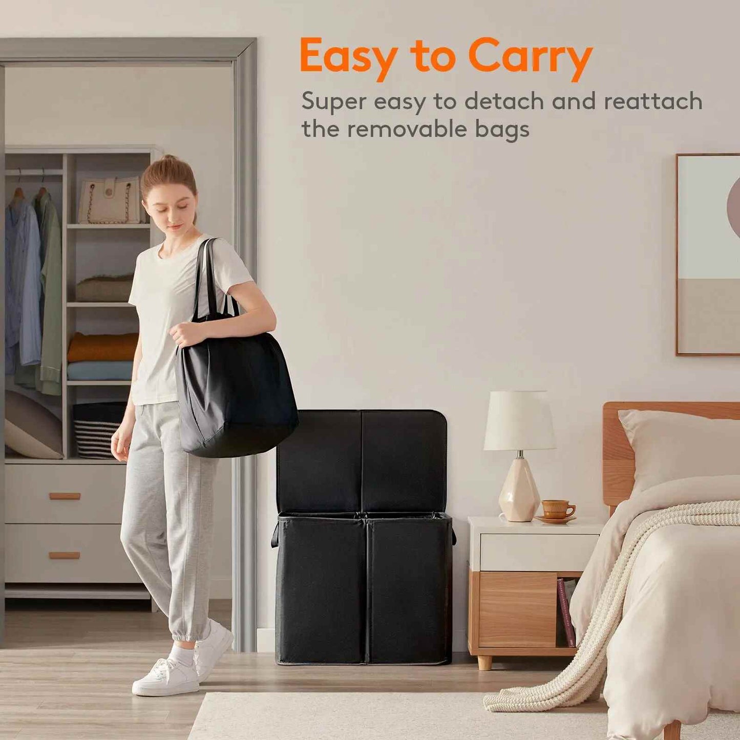 Dual-Compartment Rolling Laundry Basket